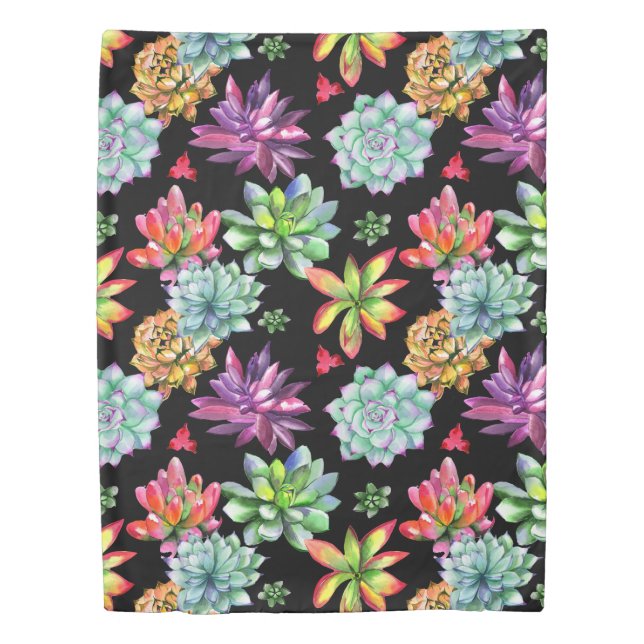 Colorful Succulents Duvet Cover (Front)