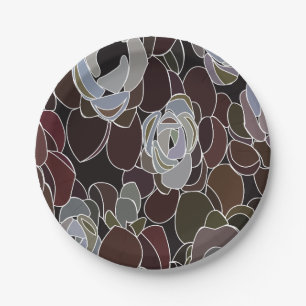 Colorful Succulents Floral Party Paper Plates