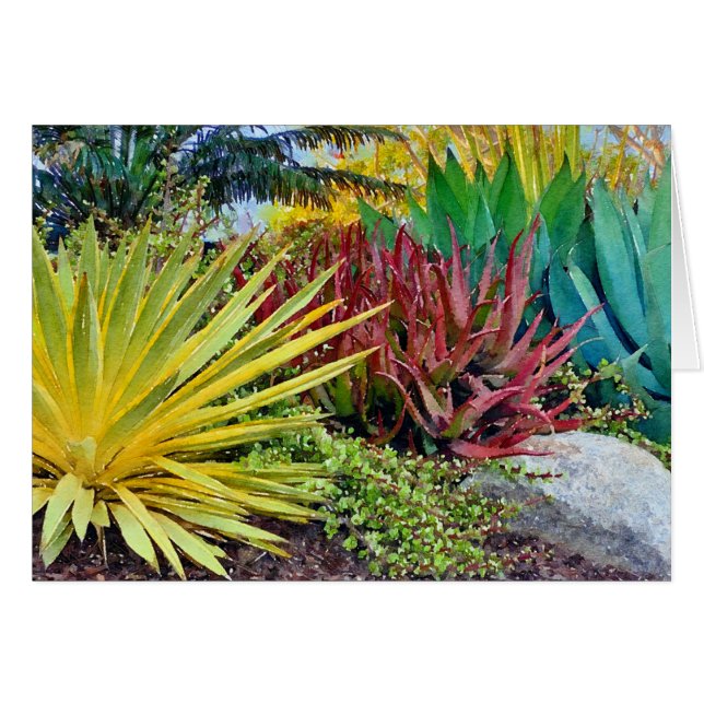 Colorful Succulents greeting card (Front Horizontal)