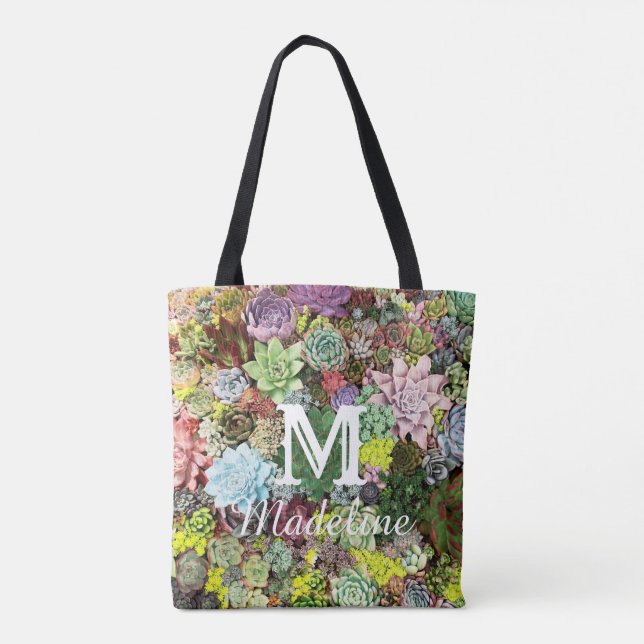 Colorful Succulents Tote Bag (Back)
