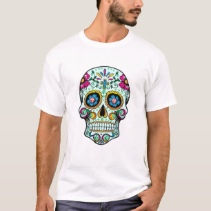 Colorful Sugar Floral Skull Green Tint T-Shirt