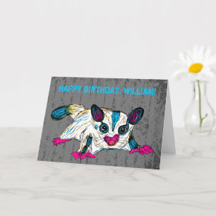 Colorful Sugar Glider Modern Art Personalized Card