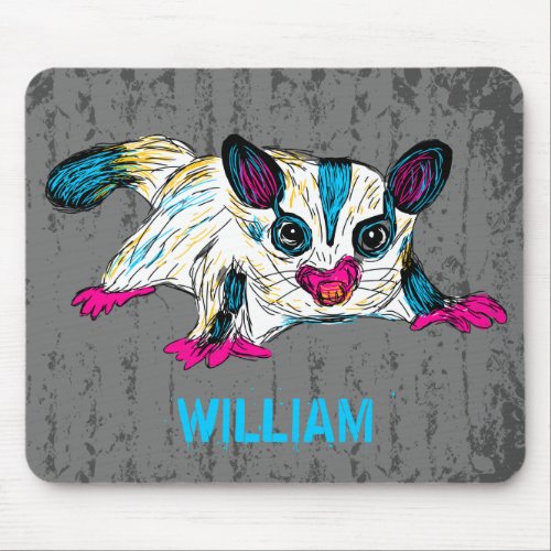 Colorful Sugar Glider Modern Art Personalized Mouse Pad