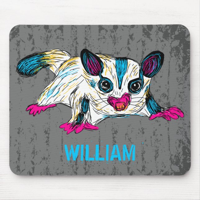 Colorful Sugar Glider Modern Art Personalized Mouse Pad (Front)