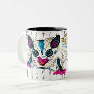 Colorful Sugar Glider Modern Art Personalized Two-Tone Coffee Mug