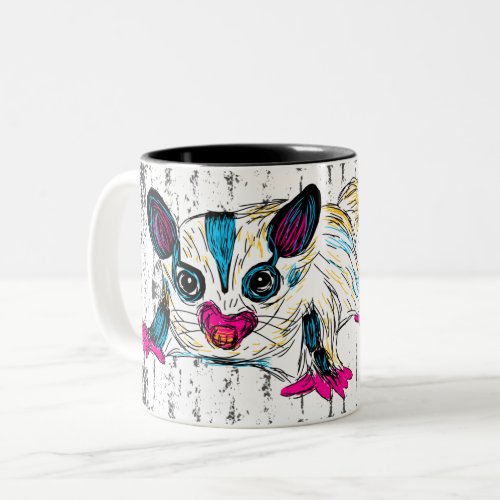 Colorful Sugar Glider Modern Art Personalized Two_Tone Coffee Mug