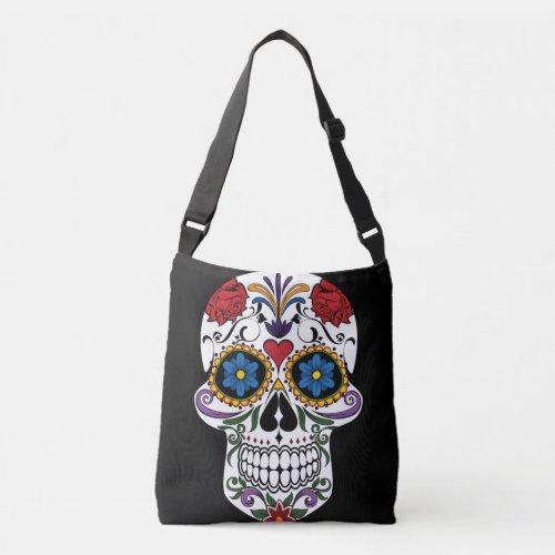 Colorful Sugar Skull All_Over_Print Crossbody Bag