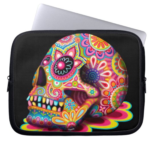 Colorful Sugar Skull Art Laptop Sleeve | Zazzle.com