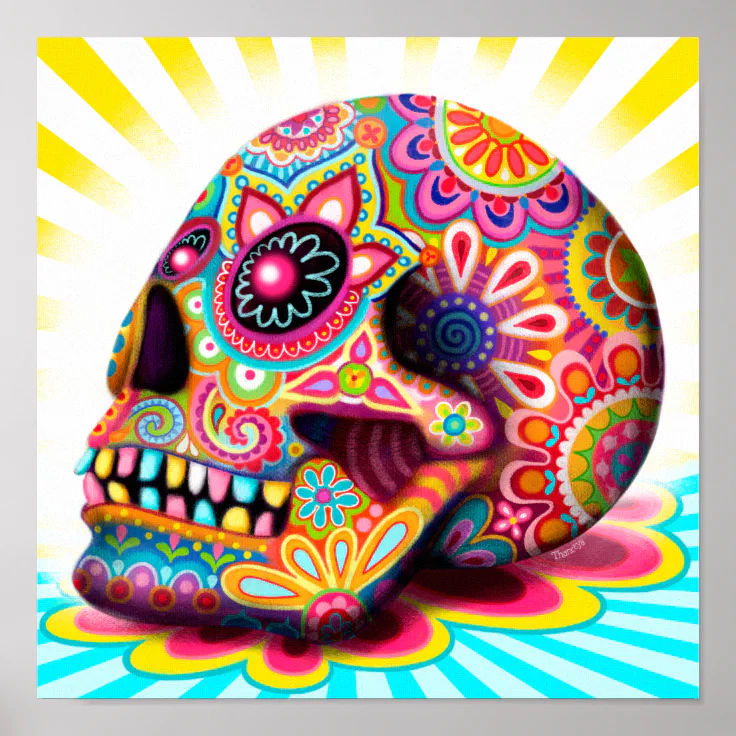 colorful skull designs