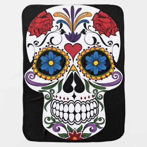 Colorful Sugar Skull Baby Blanket