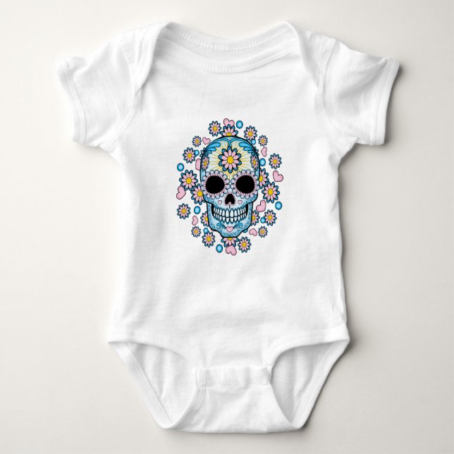 Colorful Sugar Skull Baby Bodysuit (Front)