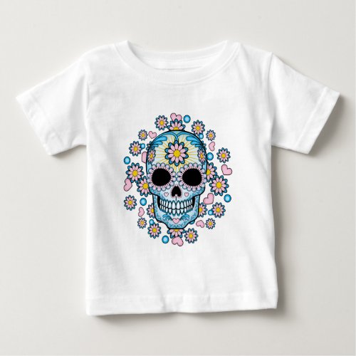 Colorful Sugar Skull Baby T_Shirt