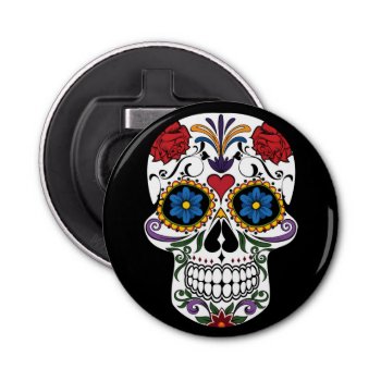 Colorful Sugar Skull Bottle Opener by bestgiftideas at Zazzle