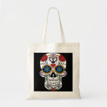 Colorful Sugar Skull Budget Tote Bag at Zazzle