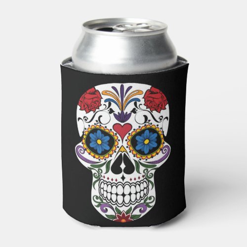 Colorful Sugar Skull Can Cooler