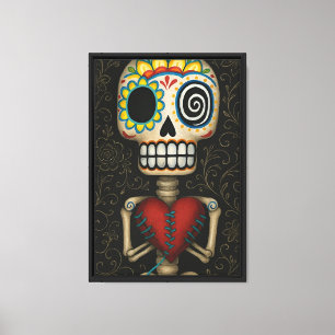 Colorful Sugar Skull Canvas Art Print