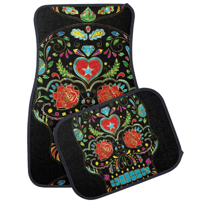 Colorful Sugar Skull Car Mat (Set)