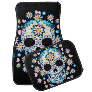 Colorful Sugar Skull Car Mat