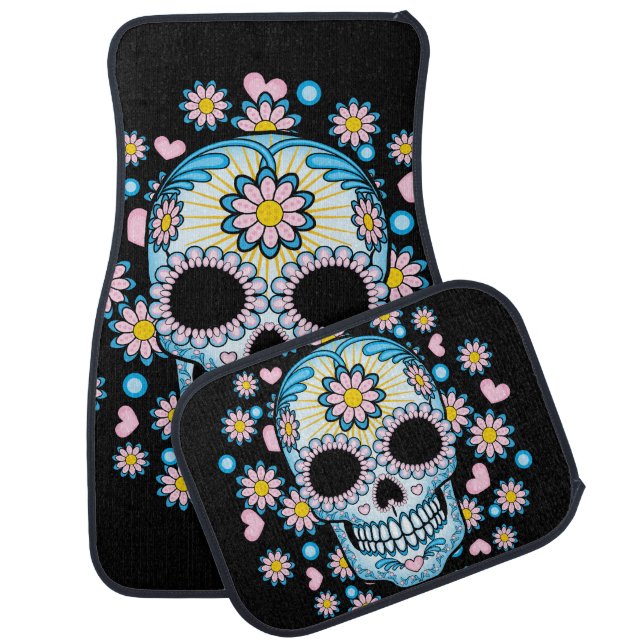 Colorful Sugar Skull Car Mat (Set)