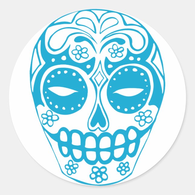 Colorful Sugar Skull Classic Round Sticker (Front)