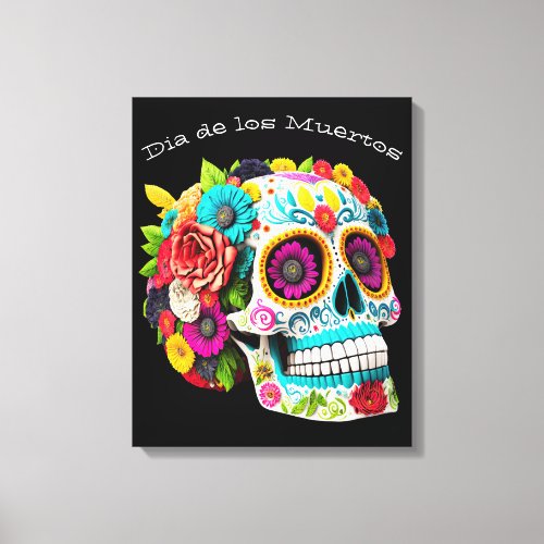 Colorful Sugar Skull Day of the Dead Calaveras Canvas Print