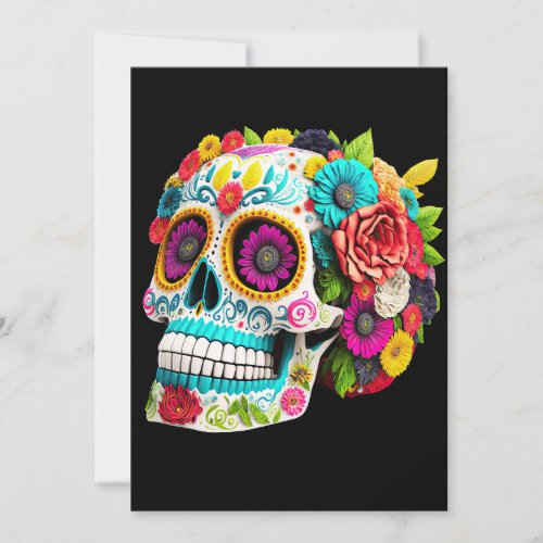 Colorful Sugar Skull Day of the Dead Calaveras Invitation