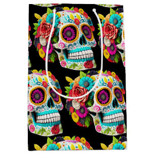 Colorful Sugar Skull Day of the Dead Calaveras Medium Gift Bag