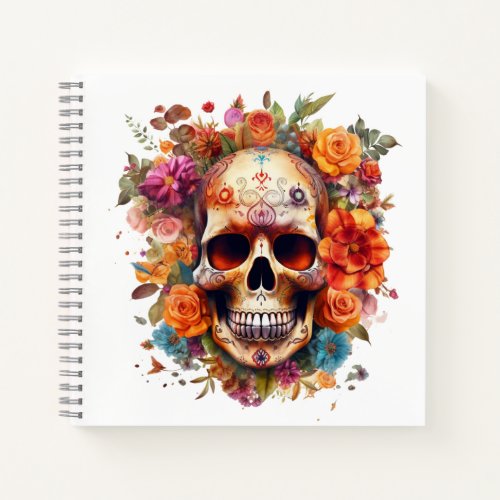 Colorful Sugar Skull Day of the Dead  Notebook
