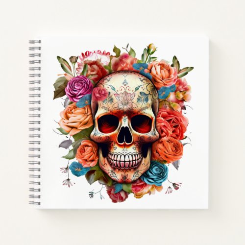 Colorful Sugar Skull Day of the Dead  Notebook
