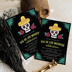 Colorful Sugar Skull Day of the Dead Party Invitation