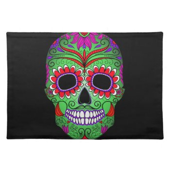 Colorful Sugar Skull Day Of The Dead Placemat by Funky_Skull at Zazzle