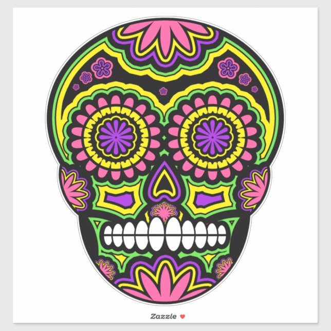 Colorful Sugar Skull Day Of The Dead Sticker (Sheet)