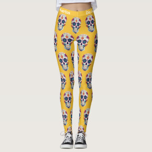 Colorful Sugar Skull Día de los Muertos Leggings