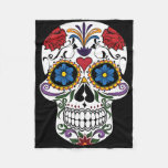 Colorful Sugar Skull Fleece Blanket