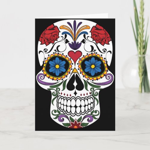 Colorful Sugar Skull Greeting Card