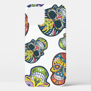 Colorful sugar skull: intricate pattern. iPhone 12 case