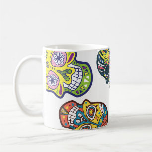Colorful sugar skull: intricate pattern. coffee mug