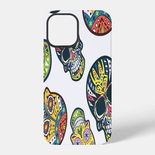 Colorful sugar skull: intricate pattern. iphone case (Back)