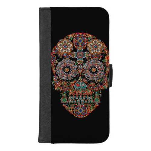 Colorful Sugar Skull iPhone 87 Plus Wallet Case