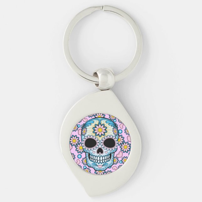 Colorful Sugar Skull Keychain (Front)