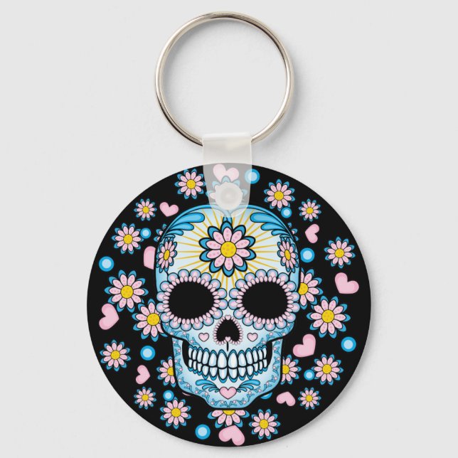 Colorful Sugar Skull Keychain (Front)