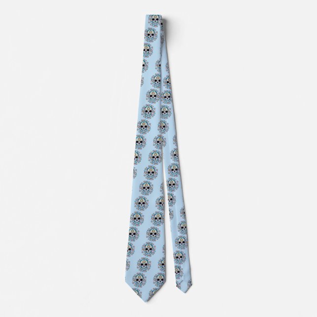 Colorful Sugar Skull Neck Tie (Front)