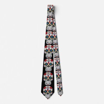 Colorful Sugar Skull Neck Tie by bestgiftideas at Zazzle