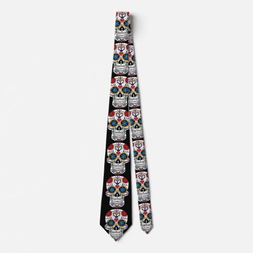 Colorful Sugar Skull Neck Tie