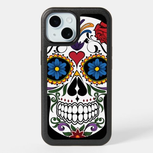 Colorful Sugar Skull OtterBox Apple iPhone 15 Case