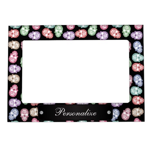 Colorful Sugar Skull Pattern with DIY Text Magnetic Frame