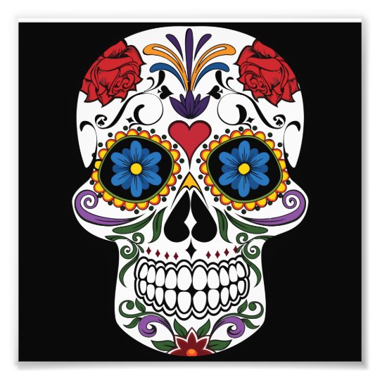 Colorful Sugar Skull Photo Print | Zazzle.com