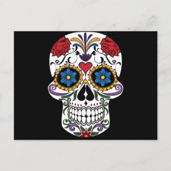 Colorful Sugar Skull Postcard by bestgiftideas at Zazzle
