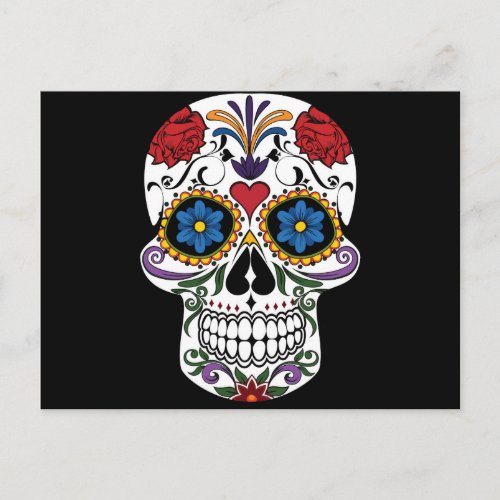 Colorful Sugar Skull Postcard