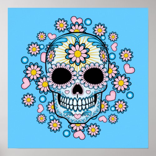 Colorful Sugar Skull Poster
